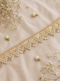 Luxury Handmade Pearl Zardozi Embroidery Lace Border for Saree, Lehenga, Dupatta & Blouse | Premium Designer Golden Lace