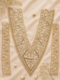Premium Handmade Pearl Embroidered Blouse Neck Patch for Saree, Lehenga & Kurti | Designer Mirror Work Neckline Appliqué