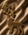 Luxury Golden Deer Embroidered Patch with Zari & Dabka Work for Saree Borders, Punjabi Suits, Lehenga & Designer Blouse
