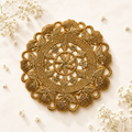 Golden Circular Floral Embroidered Patch with Zari, Dabka & Sequin Work for Saree Borders, Punjabi Suits, Lehenga & Designer Blouse