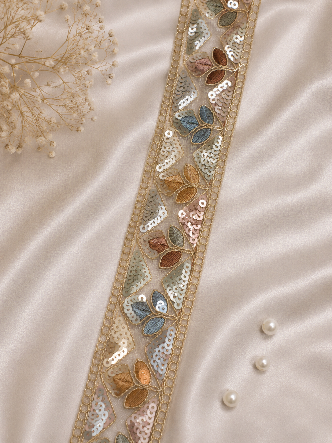 Luxury Multicolor Sequin Butterfly Embroidery Lace Border (9 mtr) for Saree, Blouse & Designer Wear