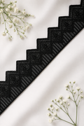 Premium Black Geometric Floral Embroidery Lace Border for Saree, Blouse & Designer Wear