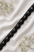 Elegant Black Floral Embroidery Lace Border Trim for Saree, Blouse & Designer Wear