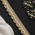 Luxury Gold Pearl Embroidery Lace Border Trim (9 mtr) for Saree, Blouse & Bridal Designer Wear
