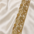 Heavy Zardozi Embroidered Pearl Lace Border (9 mtr) – Luxury Golden Designer Lace for Saree & Lehenga
