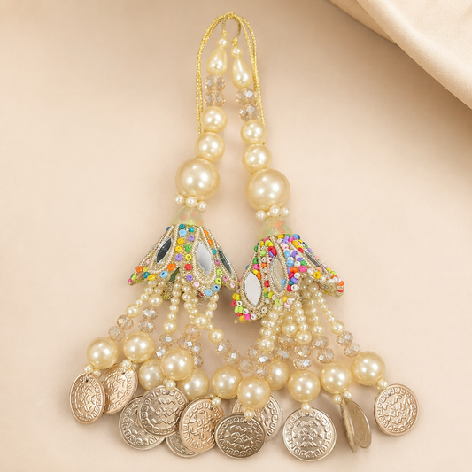 Multicolor Tassels Latkan for Lehenga Blouse Dupatta (Pair) | Mirror Work Designer Hanging